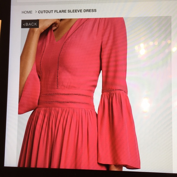 Cutout Flare Sleeve Dress 👗,Size-14,Red/Coral - Picture 7 of 8